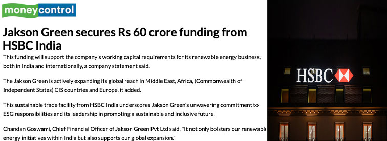 Jakson Green secures Rs 60 crore funding from HSBC India